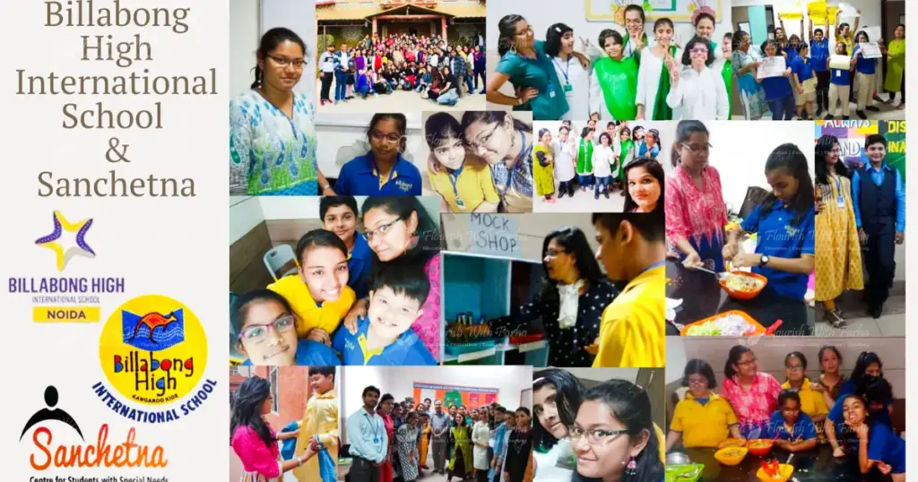 Farha Baig supporting students through inclusive and integrated special education activities at Billabong High International School and Sanchetna Centre for Students with Special Needs in Noida.