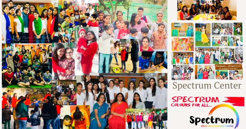 Farha Baig working with children, families, therapists, and developmental support teams at Spectrum Child Development Center in Faridabad through special education, early intervention, counselling, and therapy support activities.